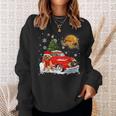 Cavoodle Dog Riding Red Truck Christmas Decorations Men Women Sweatshirt Graphic Print Unisex Gifts for Her
