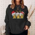 Christmas Three Glass Of Beer Lights Santa Hat Elf Antlers V2 Men Women Sweatshirt Graphic Print Unisex Gifts for Her