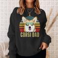 Corgi Dog Dad Vintage Retro Sunset Beach Vibe Fathers Day Sweatshirt Gifts for Her