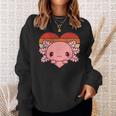 Cute Axolotl Design Retro Heart Shape Vintage Sweatshirt Gifts for Her