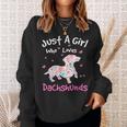 Dachshund Wiener Dog Just A Girl Who Loves Dachshunds Dog Silhouette Flower Gifts Doxie Sweatshirt Gifts for Her