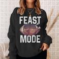 Feast Mode Football Turkey Funny Thanksgiving Day Gift Men Women Sweatshirt Graphic Print Unisex Gifts for Her