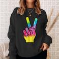 Finger Peace Sign Tie Dye 60S 70S Funny Hippie Costume Sweatshirt Gifts for Her