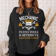 Funny Mechanic Caution Flying Tools And Offensive Language Sweatshirt Gifts for Her