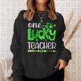 Green Leopard Shamrock One Lucky Teacher St Patricks Day Sweatshirt Gifts for Her