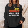 Grilling And Chilling Smoke Meat Bbq Gift Home Cook Dad Men Sweatshirt Gifts for Her