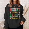 Groovy Retro Christmas Merry & Bright Teacher Student Hippie Men Women Sweatshirt Graphic Print Unisex Gifts for Her