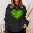 Happy St Patricks Day Heart Lucky Leopard Shamrock Irish Sweatshirt Gifts for Her
