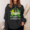 Happy St Patricks Day Three Gnome Irish Shamrock Leprechaun Sweatshirt Gifts for Her