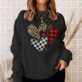 Hearts Leopard Buffalo Plaid Valentines Day 2023 Heart Love Sweatshirt Gifts for Her