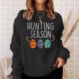 Hunting Season Eggs Deer Funny Easter Day Egg Hunt Hunter Sweatshirt Gifts for Her