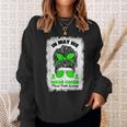 In May We Wear Green Messy Bun Mental Health Awareness Month Sweatshirt Gifts for Her