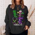 Leopard Love Nurse Life Scrub Nurse Mardi Gras Women Rn Icu Sweatshirt Gifts for Her