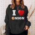 Liebe Zwiebel Sweatshirt, Lustiges 'I Love Onion' Motiv mit Herz Geschenke für Sie