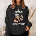 Lustiges Schwarz Sweatshirt Böse Alte Frau Cartoon für Damen Geschenke für Sie