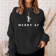 Mens Merry Af Simple Minimalist Funny Christmas Men Women Sweatshirt Graphic Print Unisex Gifts for Her