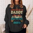 Mens Retro Vintage Leveling Up To Daddy 2023 Promoted To Dad Sweatshirt Gifts for Her