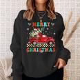 Merry Christmas Schnauzer Dog Riding Red Truck Xmas Tree Men Women Sweatshirt Graphic Print Unisex Gifts for Her