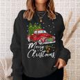 Merry Christmas Vintage Wagon Red Truck Pajama Family Party Men Women Sweatshirt Graphic Print Unisex Gifts for Her