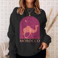 Morocco - Camel Walking In The Desert At Night Men Women Sweatshirt Graphic Print Unisex Gifts for Her