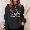 My Heart Belong To Him Couple Awesome Funny Valentine Sweatshirt Gifts for Her