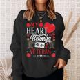 My Heart Belongs To A Veteran Awesome Valentines Day Men Women Sweatshirt Graphic Print Unisex Gifts for Her
