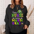 Nurse Mardi Gras Scrub Top Rn Icu Pacu Nicu Er Cna Women V5 Sweatshirt Gifts for Her