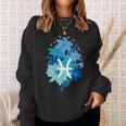 Pisces Flowers Periwinkle Sweatshirt Gifts for Her