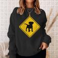 Puppy Dog Cute Crossing Road Sign Classic Minimalist Graphic Men Women Sweatshirt Graphic Print Unisex Gifts for Her