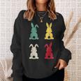 Retro Easter Bunny Cute Happy Easter Vintage Colorful Rabbit Sweatshirt Gifts for Her