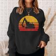 Retro Excavator & Sunset Vintage Construction Design Retro Sweatshirt Gifts for Her