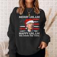 Santa Joe Biden Confused Merry Uh Uh Christmas America Flag V3 Men Women Sweatshirt Graphic Print Unisex Gifts for Her
