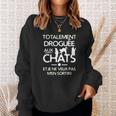 Schwarzes Katzenliebhaber Sweatshirt Total Vernetzt, Lustiges Katzenmotiv Geschenke für Sie