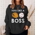 Softball Toss Like A Boss Sports Pitcher Team Ball Glove Cool Sweatshirt Gifts for Her