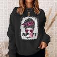 Support Squad Messy Bun Pink Warrior Breast Cancer Awareness V2 Sweatshirt Gifts for Her