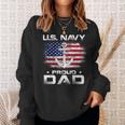 US Navy Proud Dad With American Flag Gift Veteran Day Sweatshirt Gifts for Her