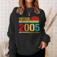 Vintage Born In 2005 Birthday Year Party Wedding Anniversary Sweatshirt Gifts for Her
