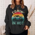 Vintage Comin In Hot Pontoon Boat Boating Dad Fathers Day Sweatshirt Gifts for Her