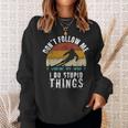 Vintage Dont Follow Me I Do Stupid Things Cool Skiing Gift Sweatshirt Gifts for Her