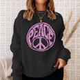 Vintage Pink Peace Sign 60S 70S Hippie Retro Peace Symbol Sweatshirt Gifts for Her