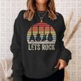 Vintage Retro Lets Rock Rock And Roll Guitar Music Sweatshirt Gifts for Her