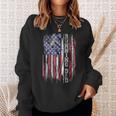Vintage Usa Flag Proud Running Dad Runner Silhouette Funny Sweatshirt Gifts for Her