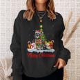 Xmas Tree Lighting Santa Miniature Schnauzer Dog Christmas Gift Sweatshirt Gifts for Her