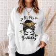 19Th Birthday Decorations Girl Messy Bun 19 Years Old Bday Sweatshirt Gifts for Her