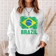 Brazil Soccer Football Brazilian Flag Yellow Vintage Men Women Sweatshirt Graphic Print Unisex Gifts for Her