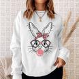 Bunny Face With Pink Sunglasses Bandana Happy Easter Day Sweatshirt Gifts for Her