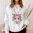 Cute Bunny Rabbit Face Leopard Bandana Headband Glasses Girl Sweatshirt Gifts for Her