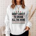 Familien-Weihnachts-Sweatshirt: Wer trinkt den Wein? Lustiges Design Geschenke für Sie