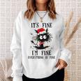 Its Fine Im Fine Everything Is Fine Funny Cat Christmas Men Women Sweatshirt Graphic Print Unisex Gifts for Her