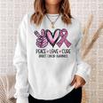 Peace Love Cure Pink Ribbon Cancer Breast Awareness Sweatshirt Gifts for Her